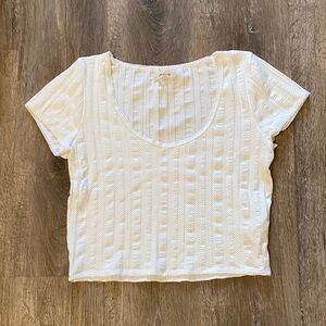 Madewell White Textured Short Sleeve Tee